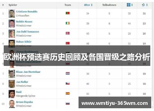 欧洲杯预选赛历史回顾及各国晋级之路分析